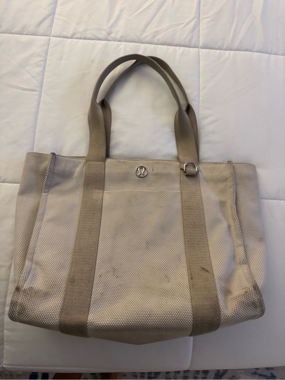 lululemon athletica Beige Canvas Duffel Tote